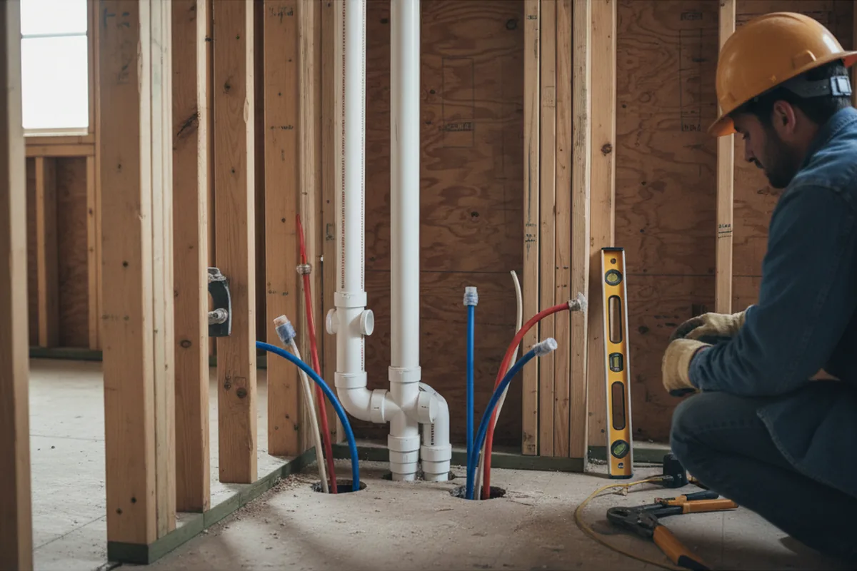 Drain and supply rough-in during Leak Detection in Richfield